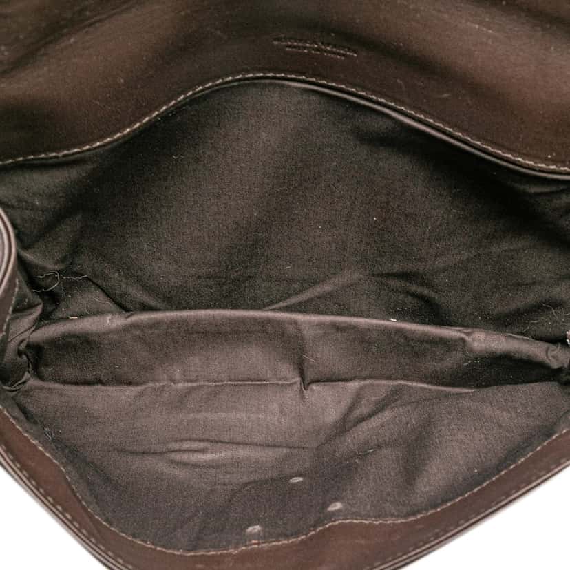 Bottega Veneta Intrecciato Trimmed Leather Clutch Brown Leather Good condition - Model View