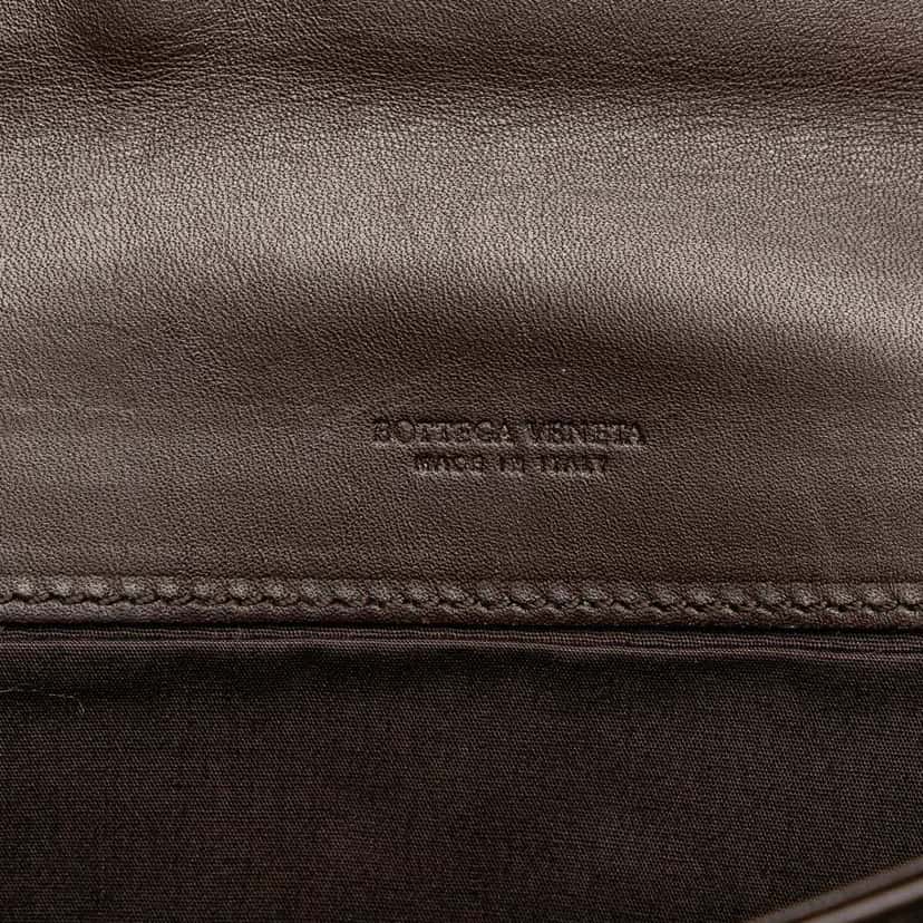 Bottega Veneta Intrecciato Trimmed Leather Clutch Brown Leather Good condition - Box View