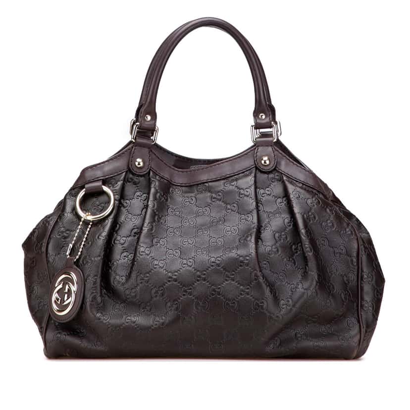 Gucci Medium Guccissima Sukey Tote Brown Leather Good condition - Front View