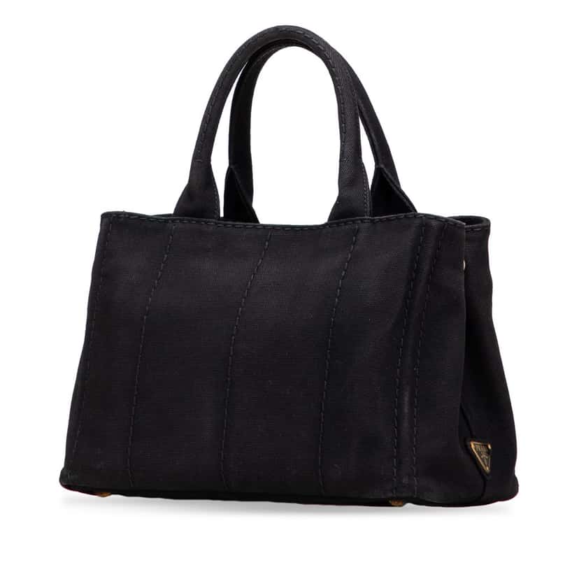 Prada Small Canvas Canapa Logo Satchel Black Canvas Good condition - Back View