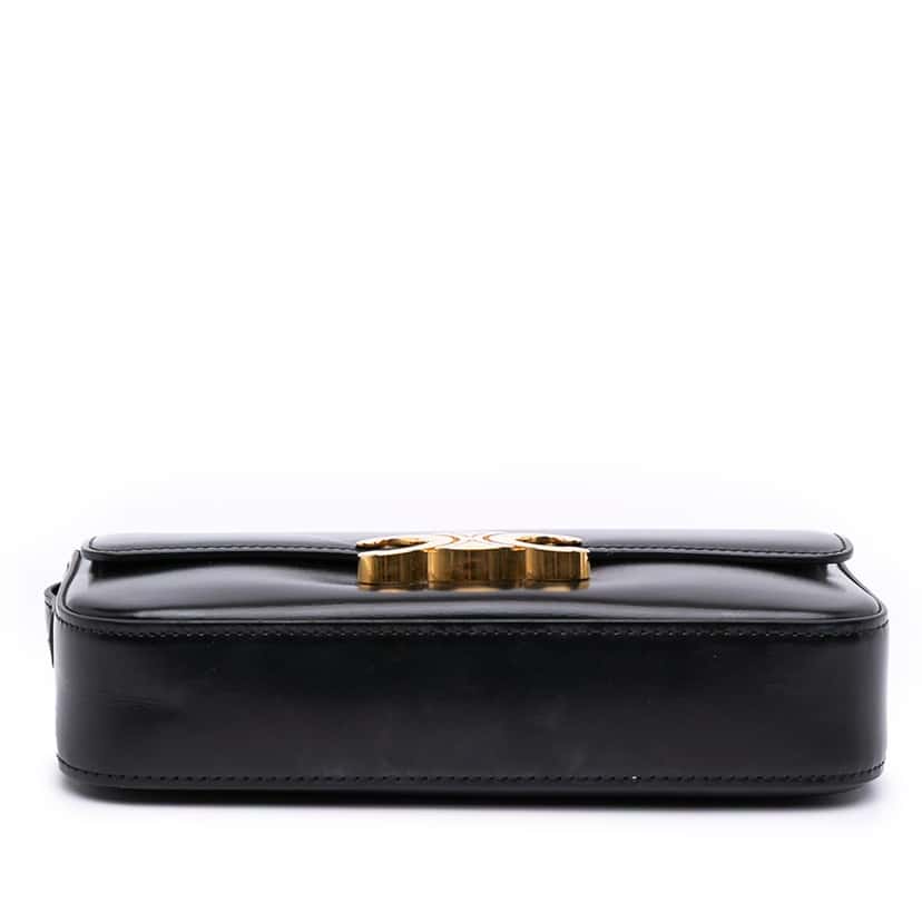 Celine Shiny Calfskin Claude Shoulder Bag Black Leather Good condition - Inside View
