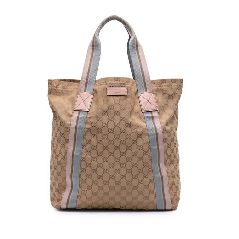 Gucci GG Canvas Web Tote Brown Canvas Good condition - Front View