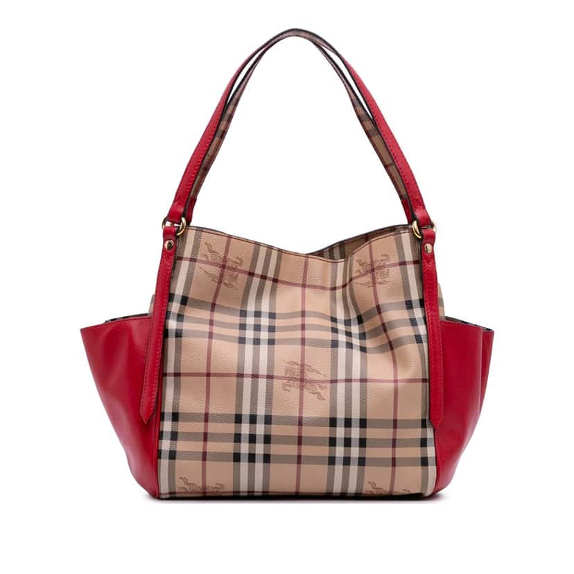 Burberry Small Haymarket Check Coated Canvas Canterbury Tote Brown Canvas Good condition - Front View