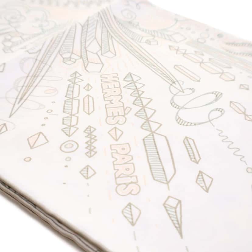 Hermès Please Hold The Line Silk Scarf White Silk Good condition - Back View