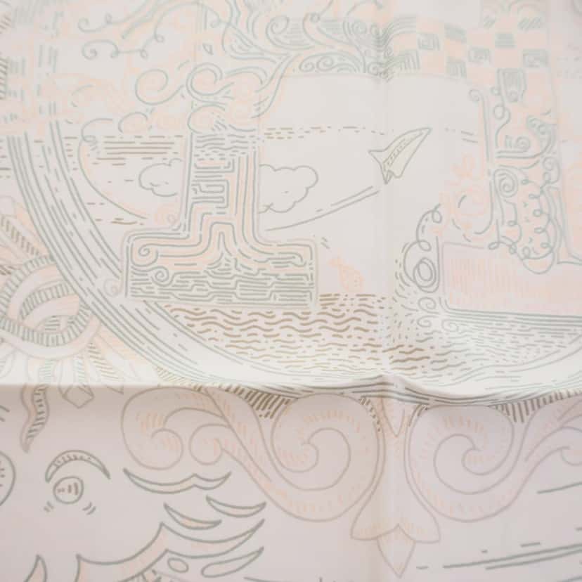 Hermès Please Hold The Line Silk Scarf White Silk Good condition - Box View