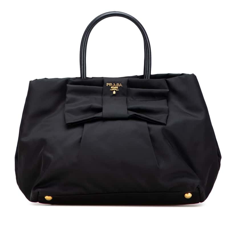 Prada Tessuto Fiocco Bow Tote Black Good condition - Front View