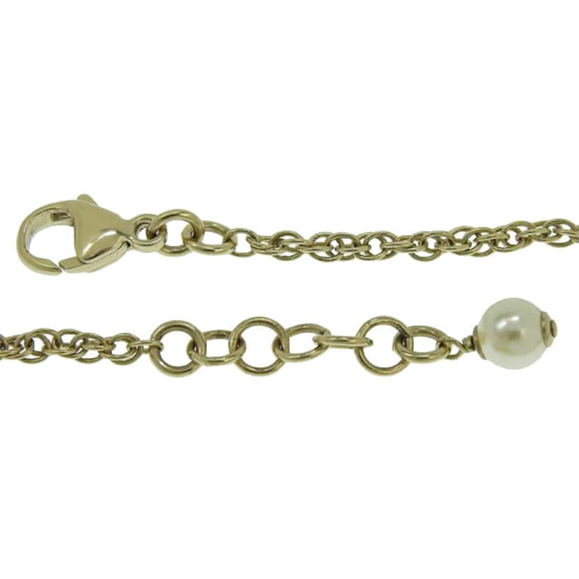 Chanel Faux Pearl and Strass CC Charm Bracelet Gold Metal Good condition - Model View