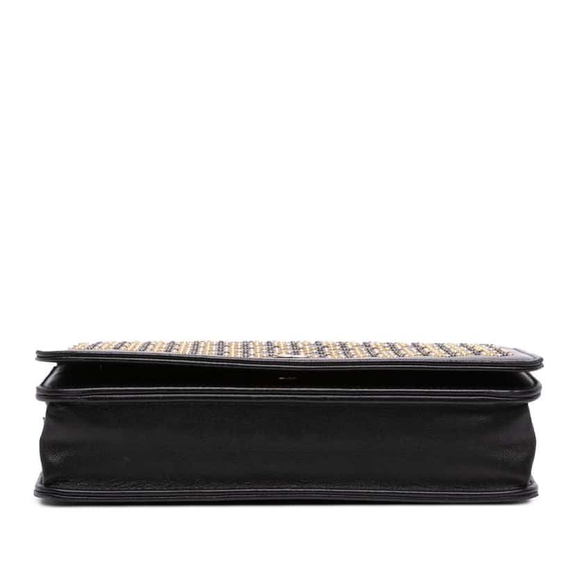 Chanel CC Studded Lambskin Wallet on Chain Black Leather Good condition - Inside View