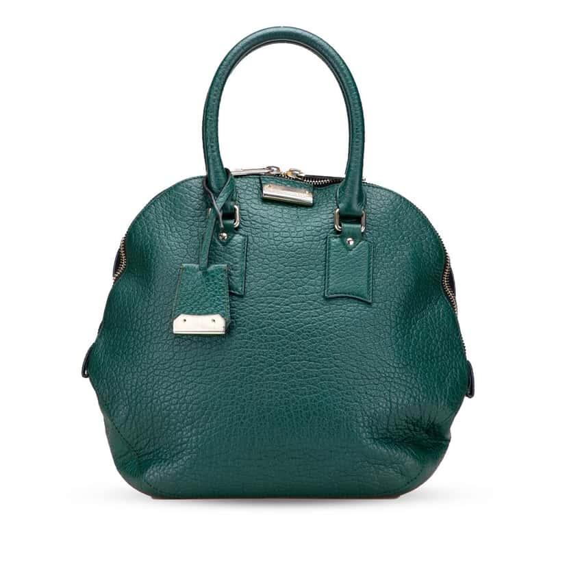 Burberry Large Grained Calfskin Heritage Orchard Bowling Bag Green Leather Good condition - Front View