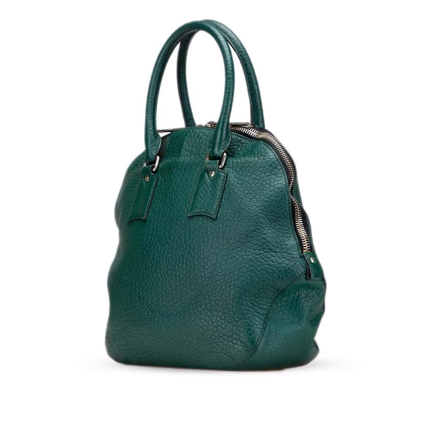 Burberry Large Grained Calfskin Heritage Orchard Bowling Bag Green Leather Good condition - Back View