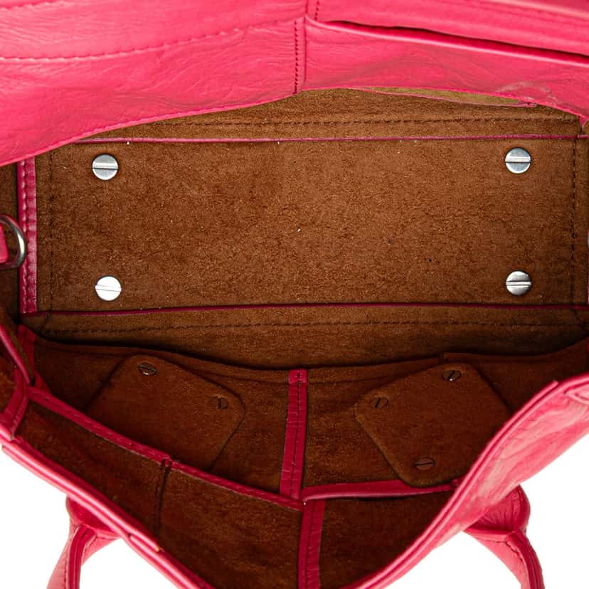 Bottega Veneta Mini Paper Calfskin Intrecciato Arco Satchel Pink Leather Good condition - Model View