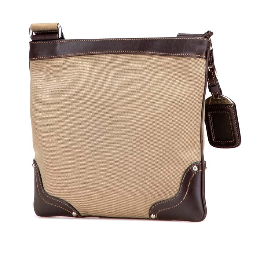 Prada Canvas Canapa Logo Crossbody Brown Canvas Good condition - Back View