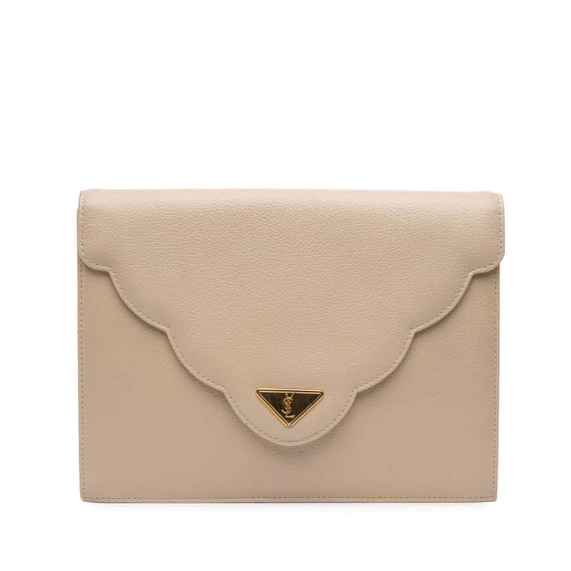 Yves Saint Laurent Leather Clutch Brown Leather Good condition - Front View
