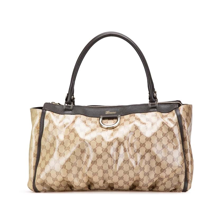 Gucci Large GG Crystal Abbey D Ring Tote Brown Canvas Good condition - Front View