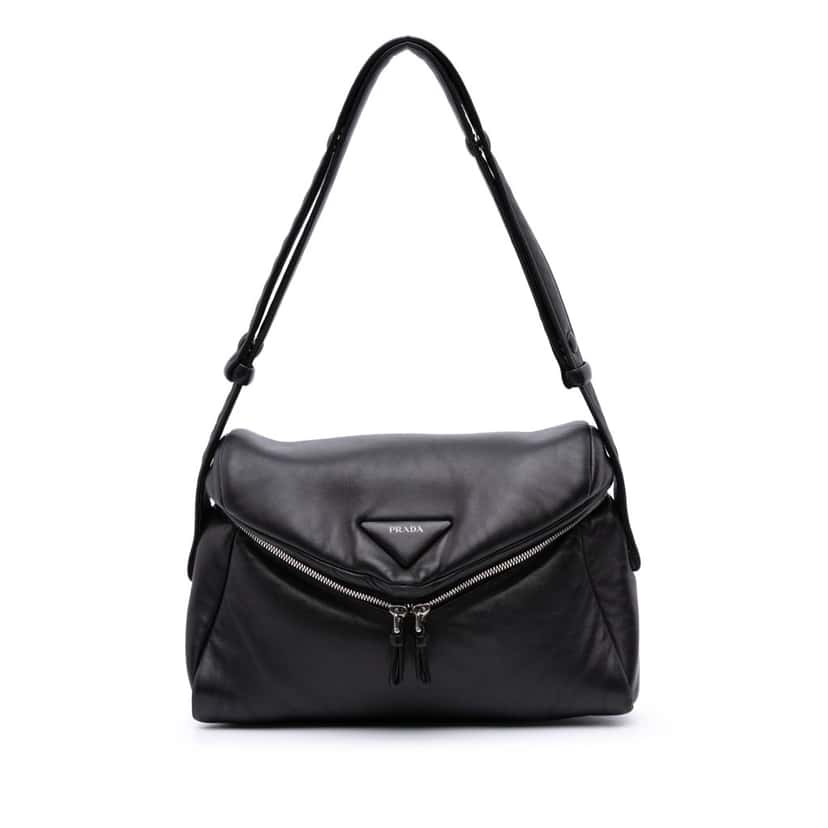 Prada Nappa Padded Signaux Bag Black Leather Good condition - Front View