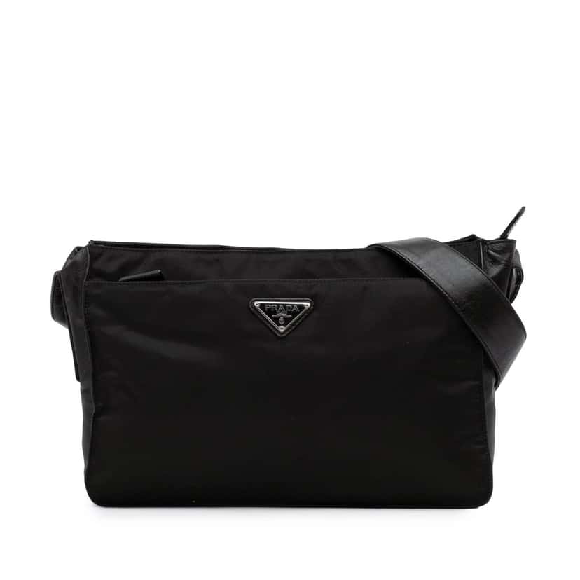 Prada Tessuto Zip Top Shoulder Bag Black Good condition - Front View