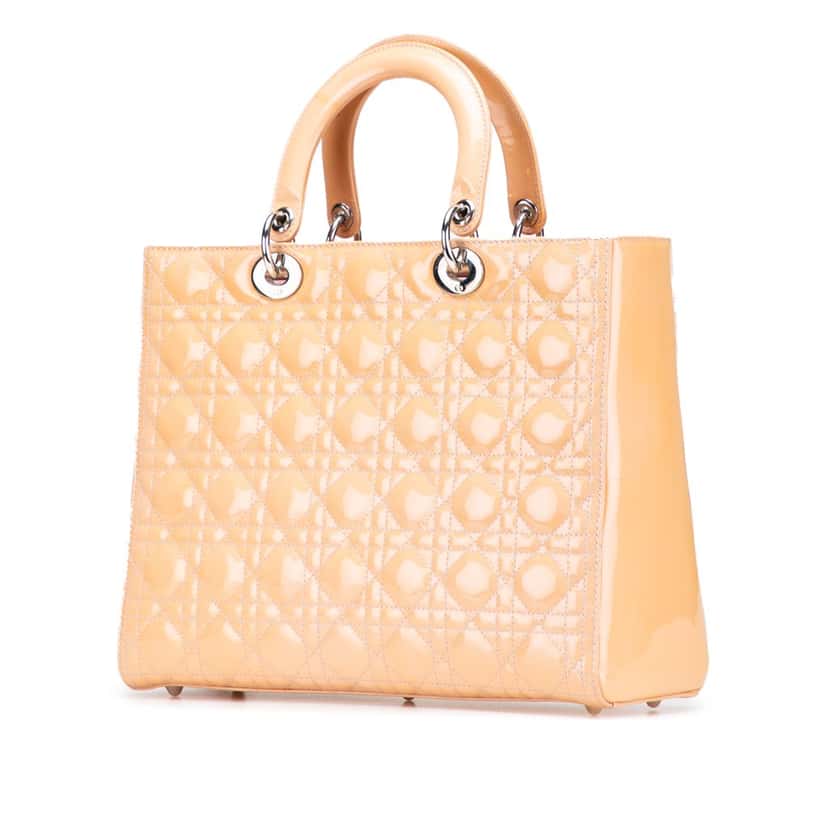 Dior Large Patent Cannage Lady Dior Brown Leather Very good condition - Back View