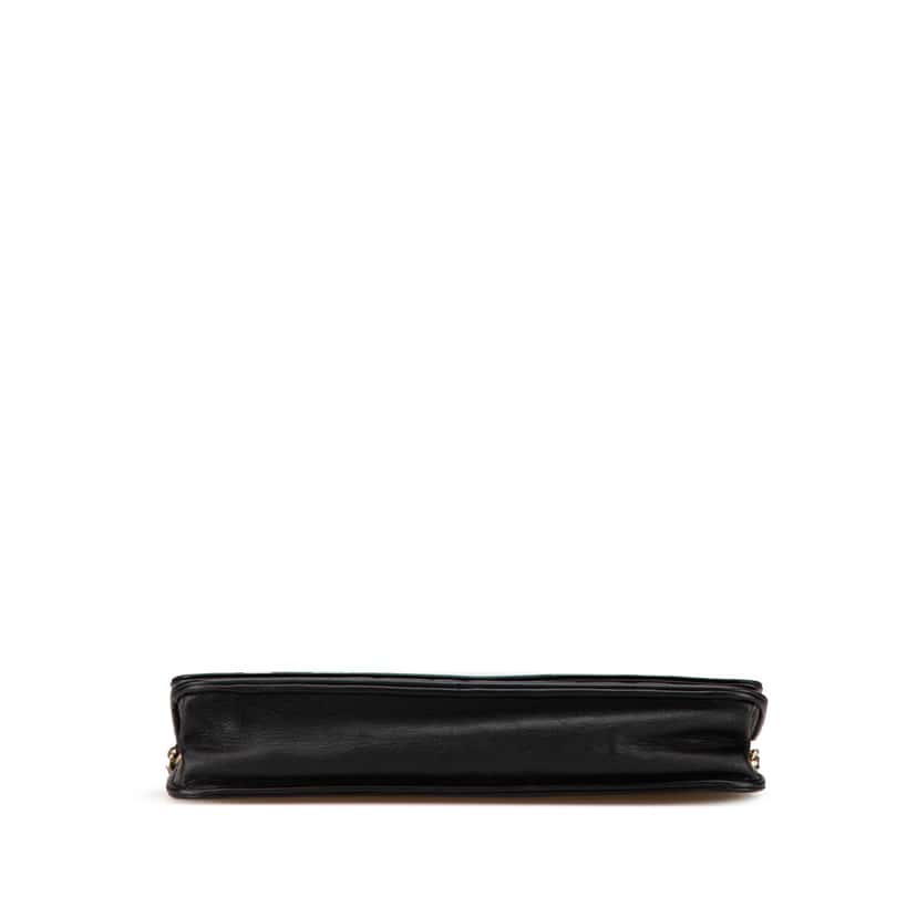 Chanel Lambskin Camellia Embossed Wallet On Chain Black Leather Good condition - Inside View