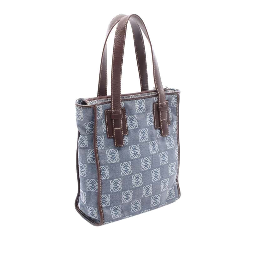 Loewe Anagram Denim Tote Blue Denim Good condition - Back View