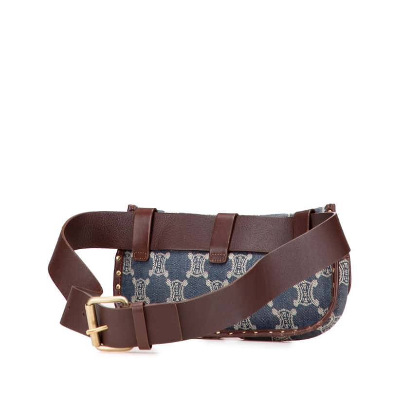 Celine Macadam Denim Double Pocket Belt Bag Blue Denim Good condition - Back View