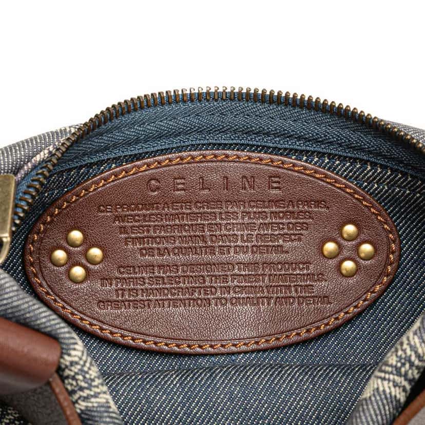 Celine Macadam Denim Double Pocket Belt Bag Blue Denim Good condition - Box View