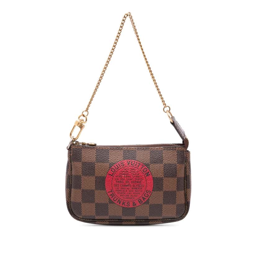Louis Vuitton Damier Ebene Trunks and Bags Mini Pochette Accessoires Brown Canvas Good condition - Front View