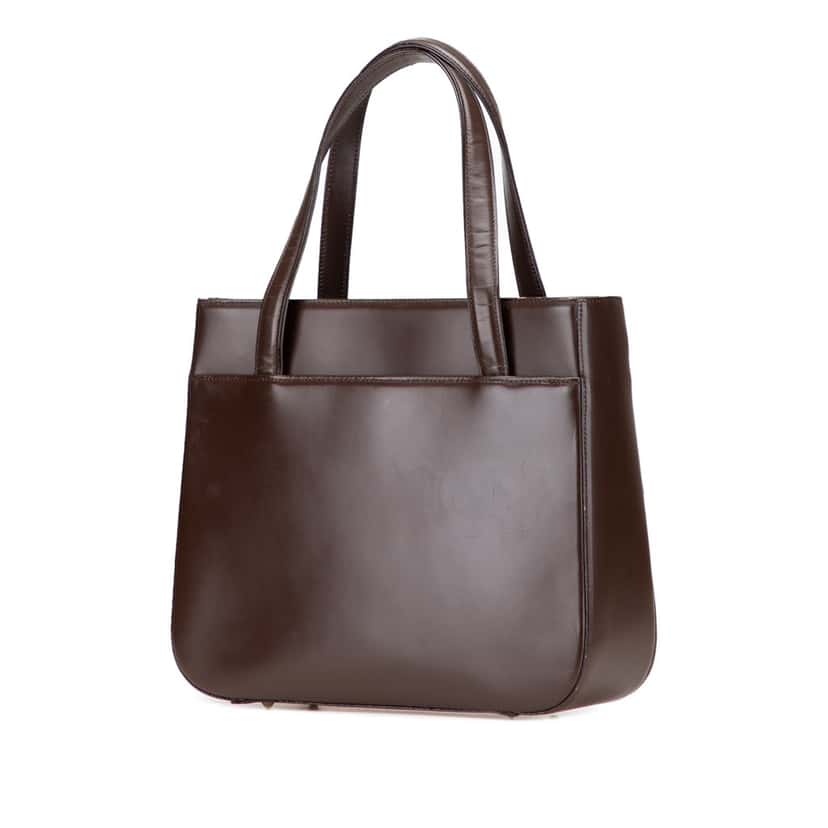 Burberry House Check Canvas Trimmed Leather Handbag Brown Leather Good condition - Back View