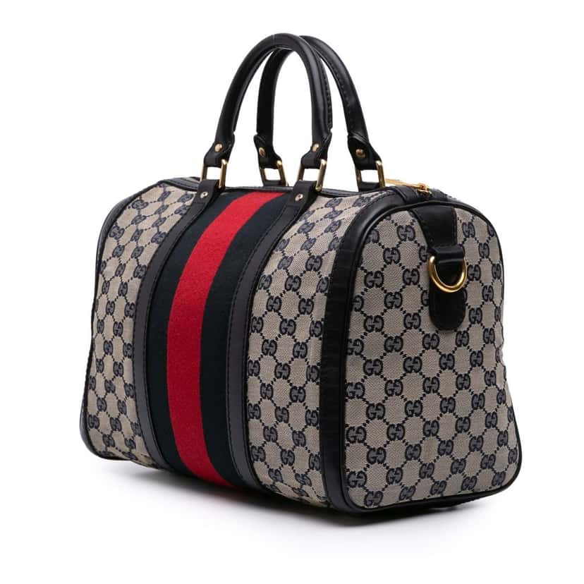 Gucci GG Canvas Web Joy Boston Bag Brown Canvas Good condition - Back View