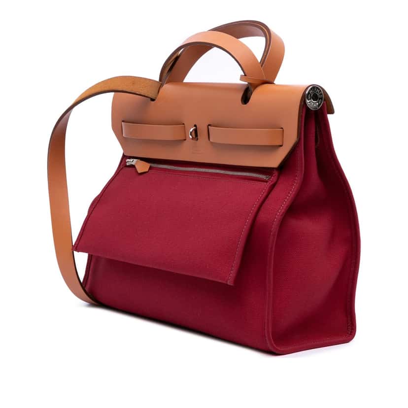 Hermès Toile Herbag Zip 31 Red Canvas Good condition - Back View