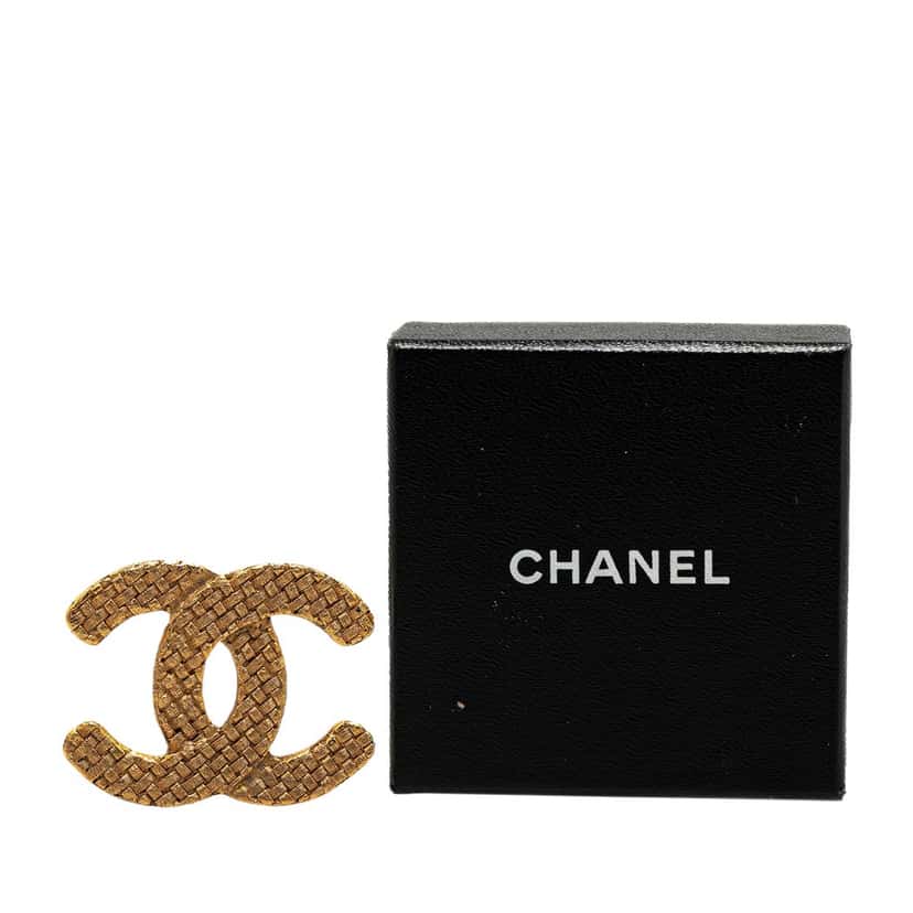 Chanel CC Brooch Gold Metal Good condition - Box View
