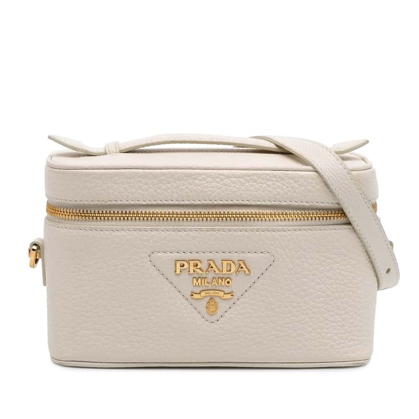 Prada Mini Vitello Daino Vanity Bag White Leather Good condition - Front View