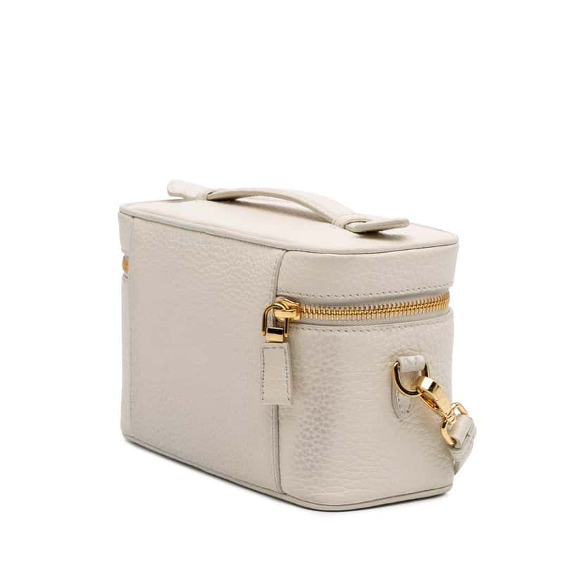 Prada Mini Vitello Daino Vanity Bag White Leather Good condition - Back View
