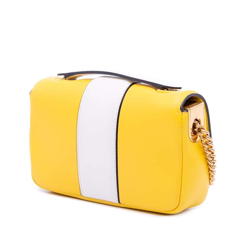 Fendi Mini Bicolor Nappa Apolo Chain Baguette Shoulder Bag Yellow Leather Very good condition - Back View
