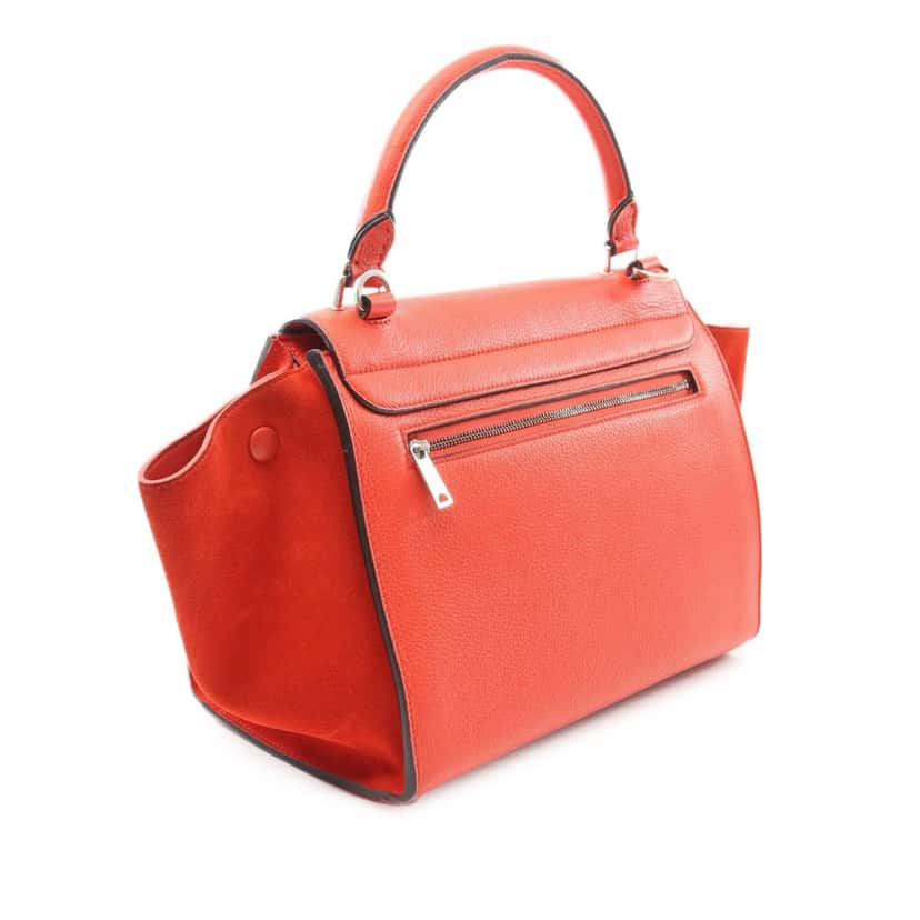 Celine Small Leather Trapeze Satchel Red Leather Good condition - Back View