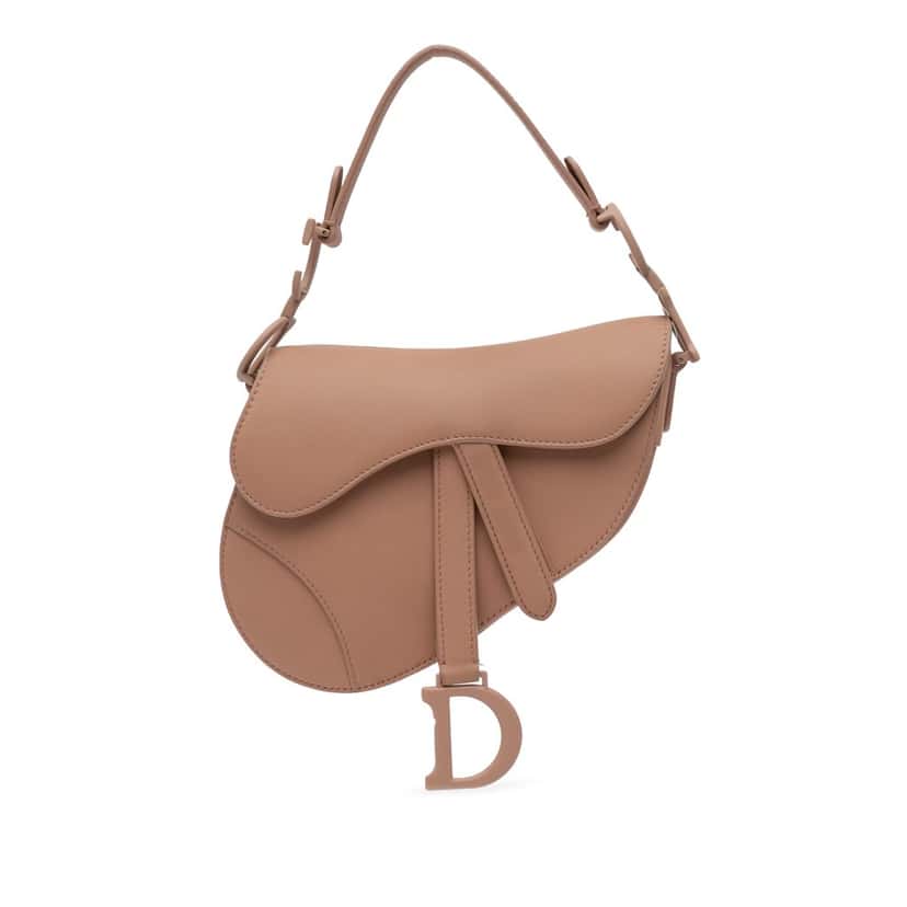 Dior Mini Calfskin Saddle Bag Brown Leather Good condition - Front View