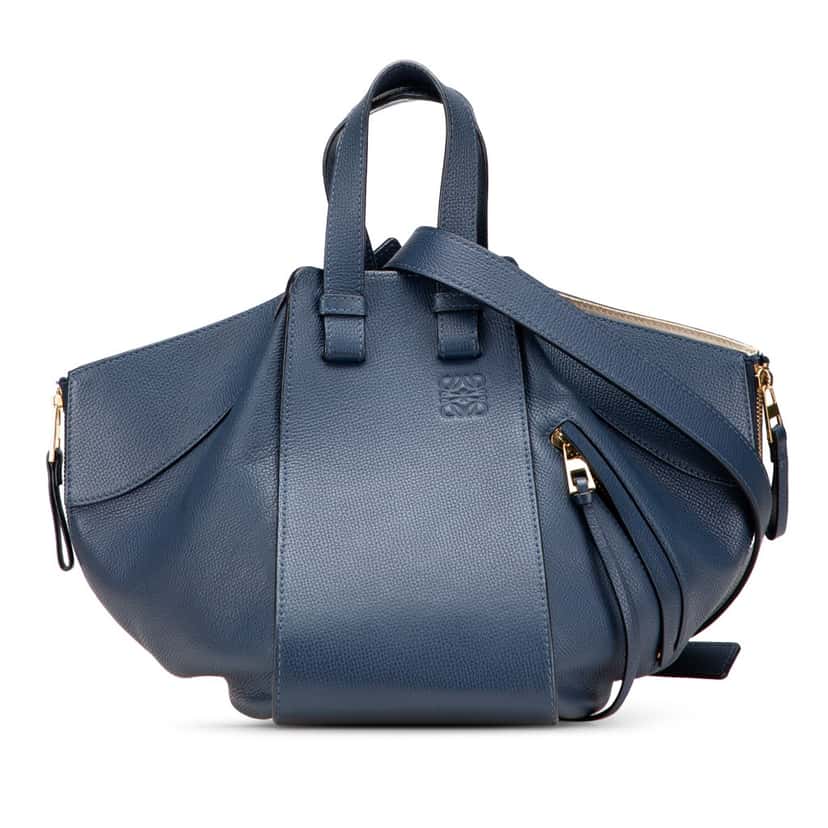 Loewe Small Leather Hammock Satchel Blue Leather Good condition - Front View