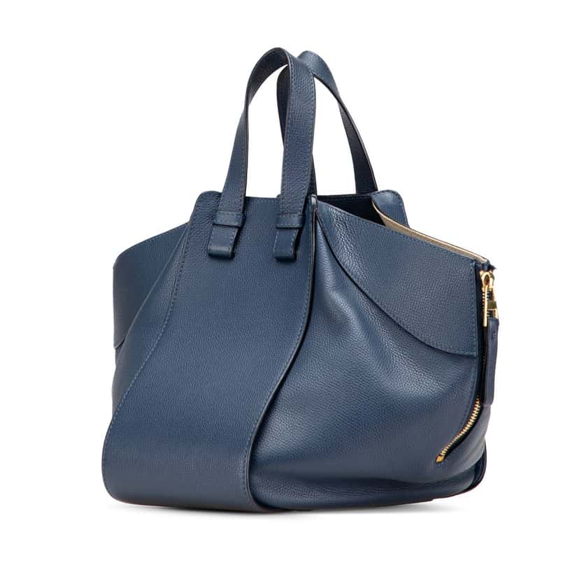 Loewe Small Leather Hammock Satchel Blue Leather Good condition - Back View