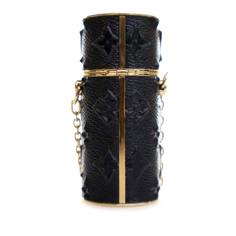 Louis Vuitton Monogram Embossed Lipstick Chain Case Black Leather Good condition - Back View
