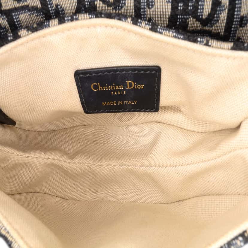 Dior Mini Oblique Canvas Saddle Bag Blue Canvas Good condition - Model View