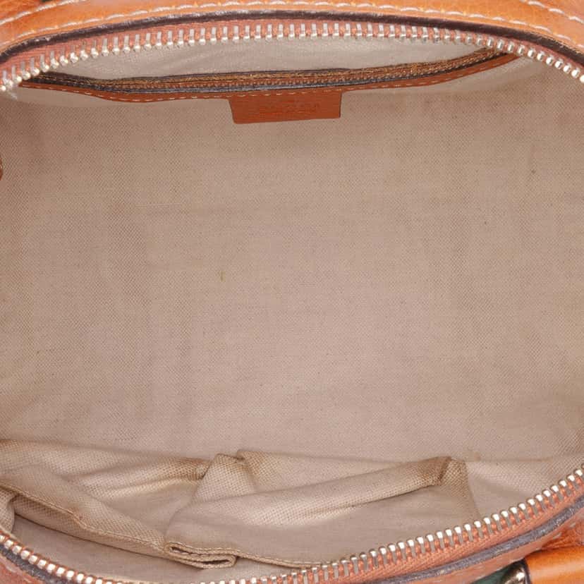 Gucci Medium Calfskin Web Joy Boston Bag Brown Leather Good condition - Model View