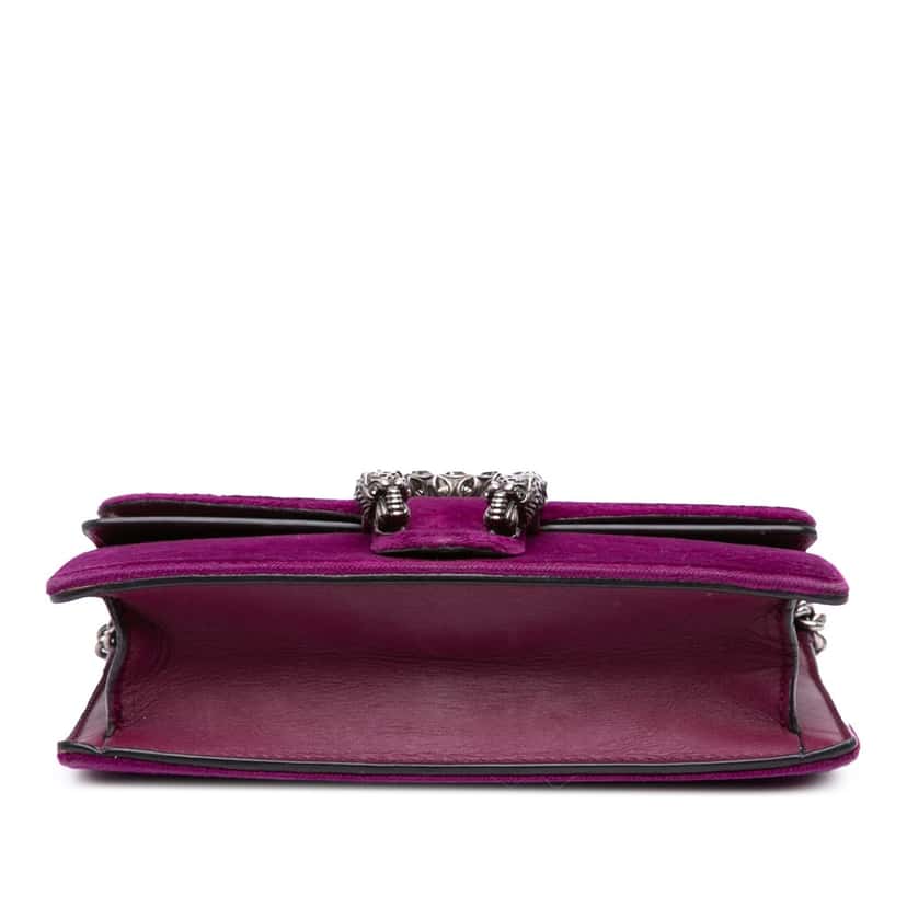 Gucci Super Mini Velvet Dionysus Crossbody Purple Velvet Good condition - Inside View
