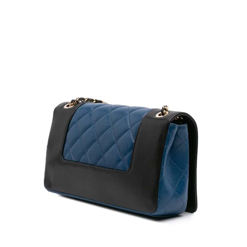 Chanel Small Bicolor Lambskin Mademoiselle Flap Blue Leather Good condition - Back View