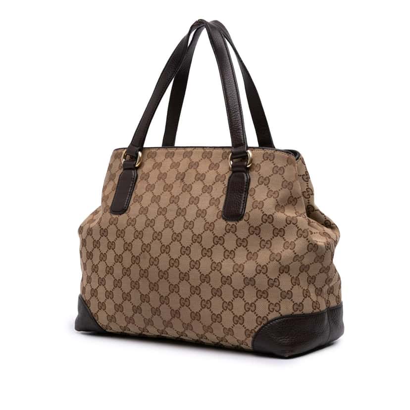 Gucci Medium GG Canvas Web Dressage Tote Brown Canvas Good condition - Back View