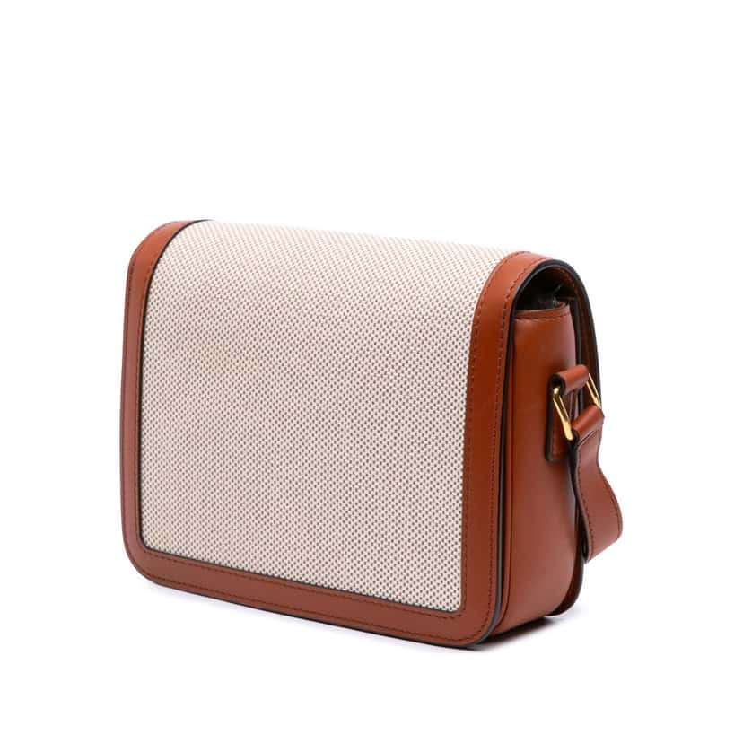 Celine Teen Canvas and Calfskin Triomphe Crossbody Brown Canvas Good condition - Back View