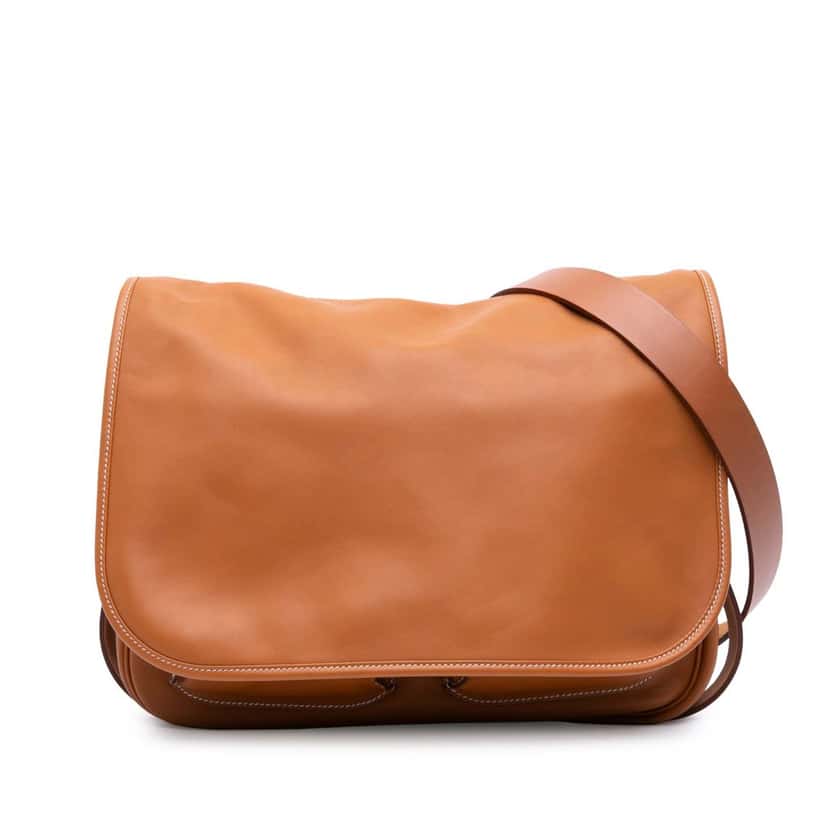 Hermès Sikkim Barda 30 Messenger Bag Brown Leather Good condition - Front View