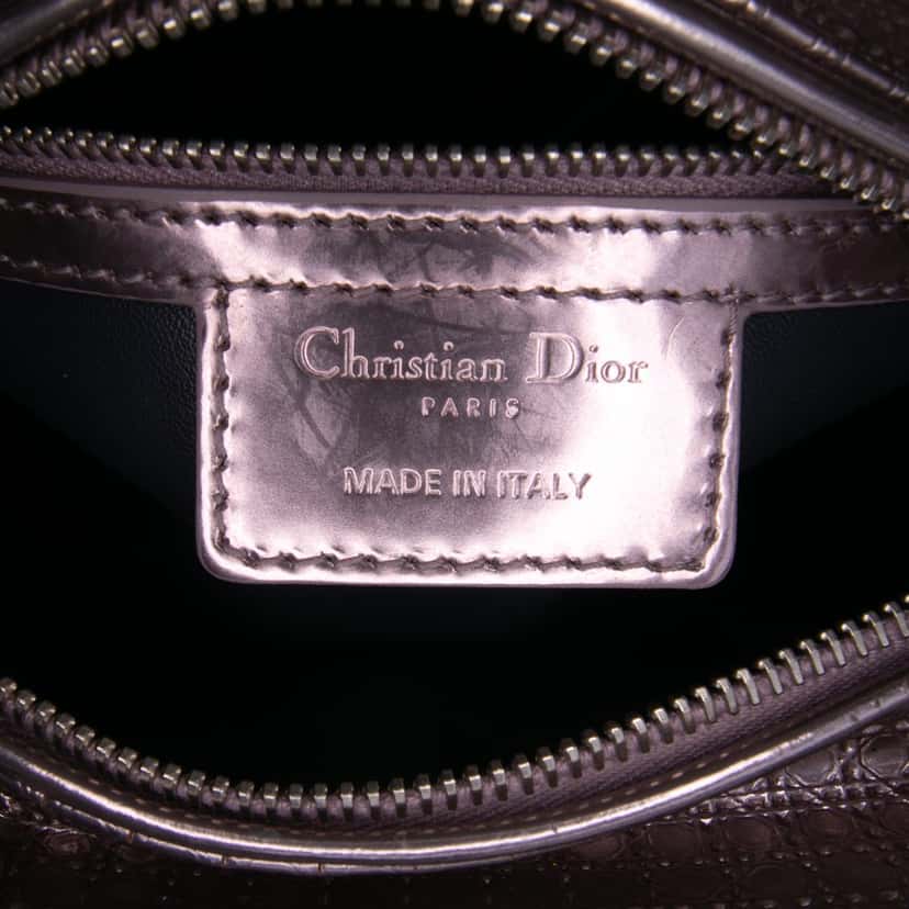 Dior Medium Metallic Patent Microcannage Lady Dior Pink Leather Good condition - Box View