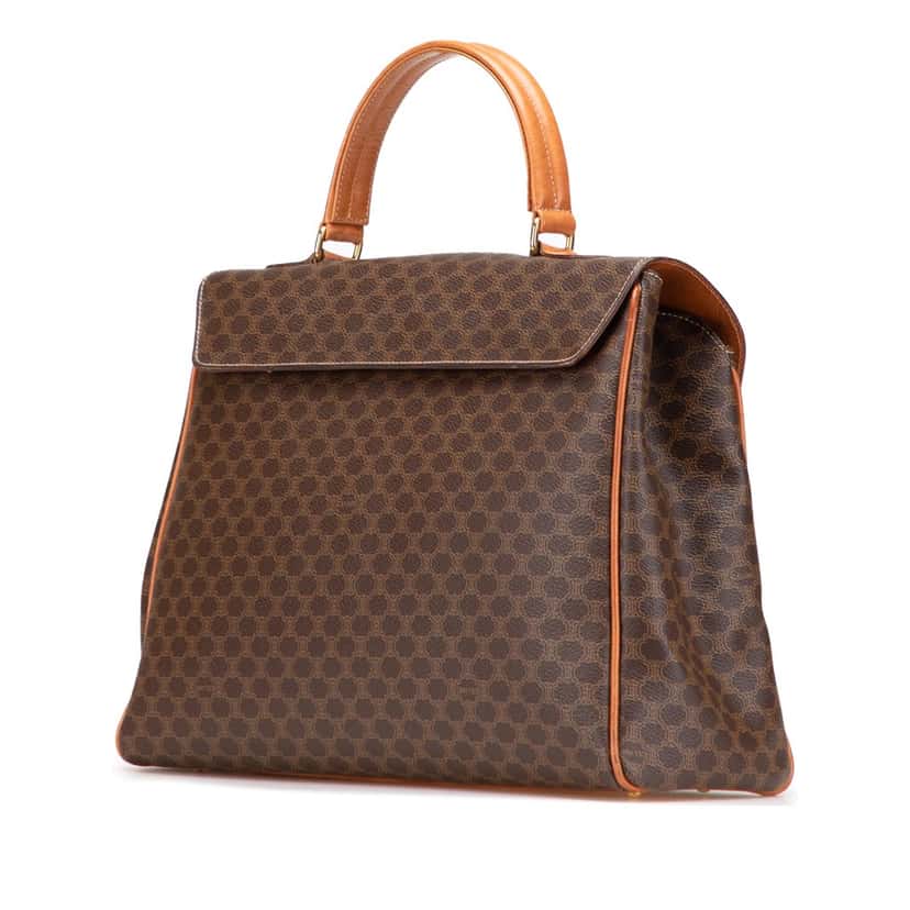 Celine Macadam Coated Canvas Top Handle Bag Brown Canvas Good condition - Back View