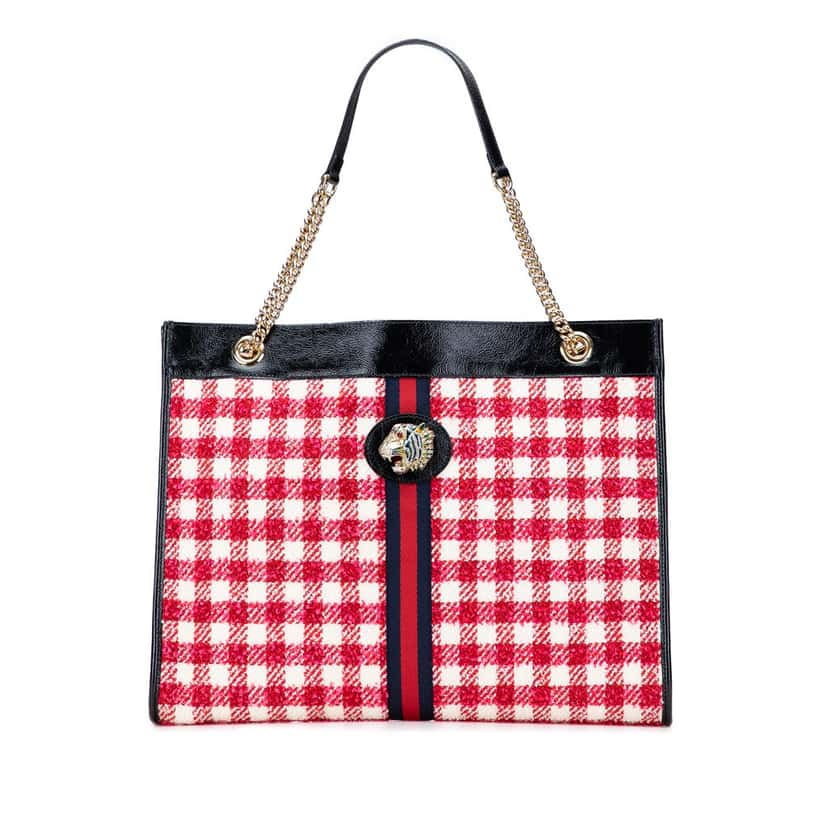 Gucci Large Web Tweed Rajah Tote Red Tweed Good condition - Front View