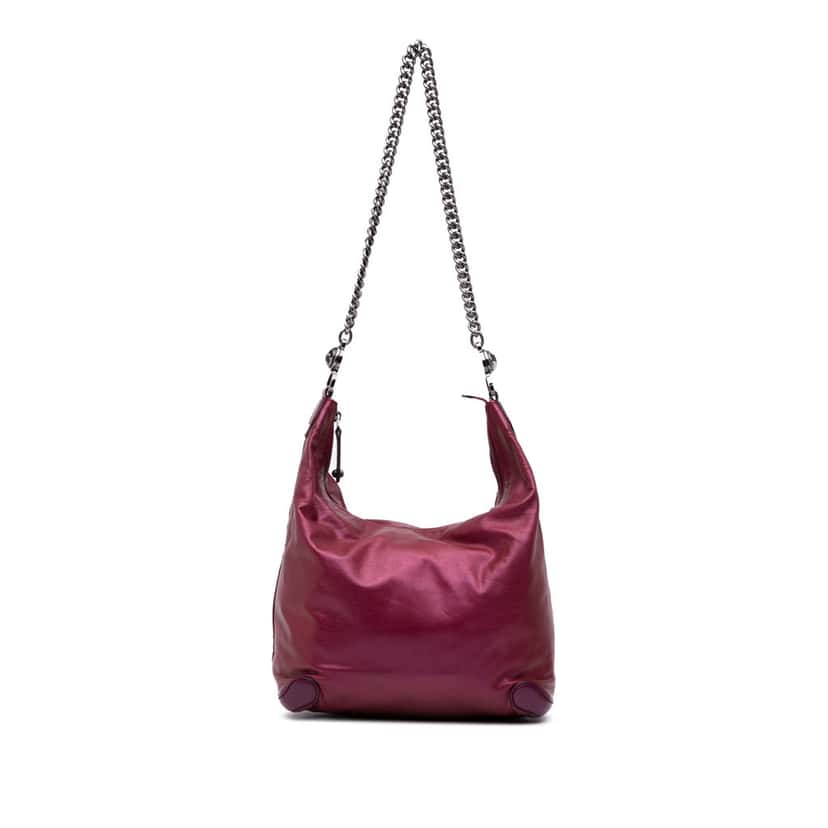 Gucci Medium Metallic Leather Galaxy Chain Shoulder Bag Purple Leather Good condition - Front View