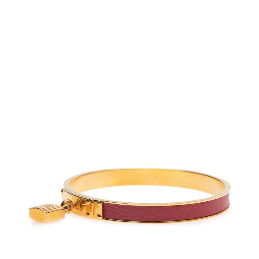 Hermès Courchevel Kelly Cadena Lock Bangle Bracelet Red Leather Good condition - Back View